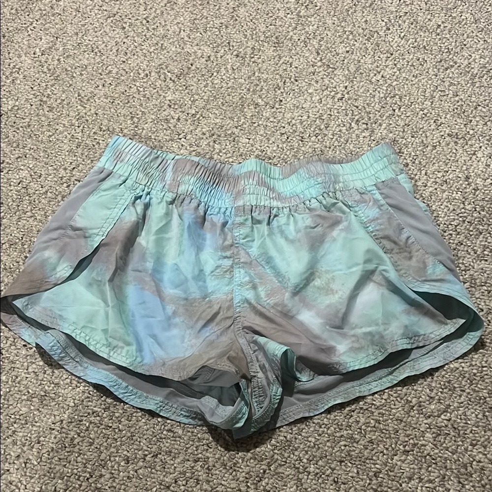 Free People Blue and Gray Athletic Shorts with Elastic Waistband